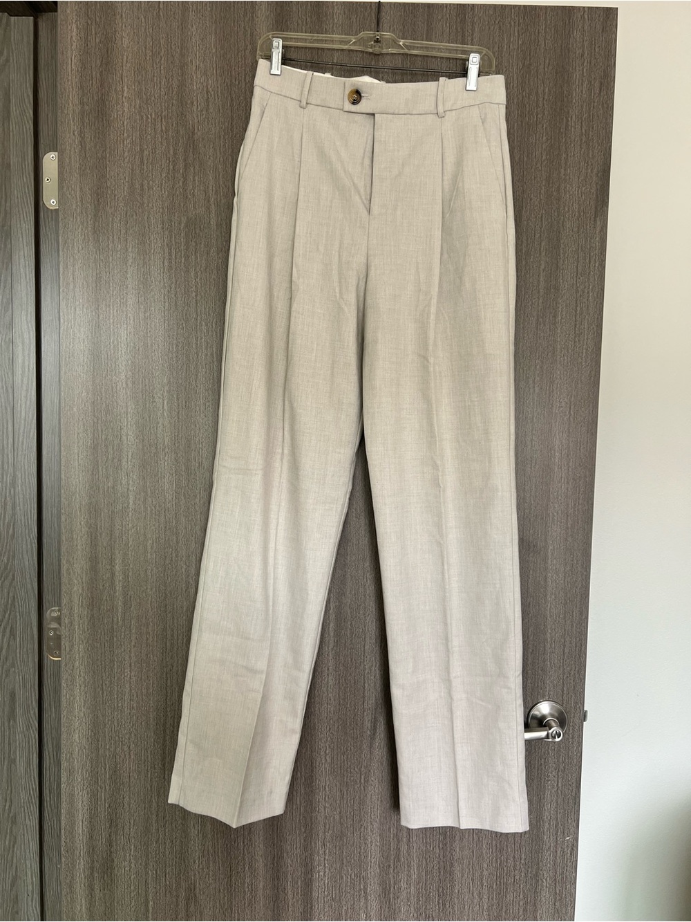 Mango High-Waist Tailored Trousers in Light Beige